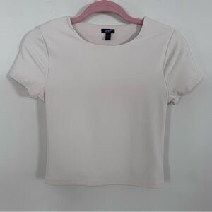 Express Body Contour Matte 90's Cropped Tee - Cream - Small